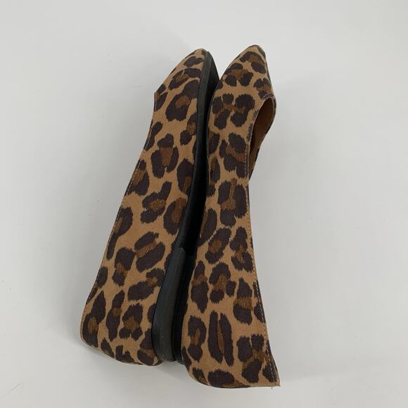Old Navy Leopard Print Faux Suede Pointed Toe Ballet Flats Size 10 Womens Brown - Picture 4 of 8